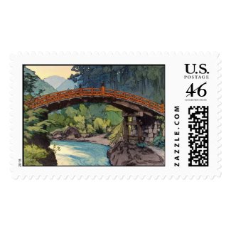 Sacret Bridge in Nikko Hiroshi Yoshida hanga art Stamps