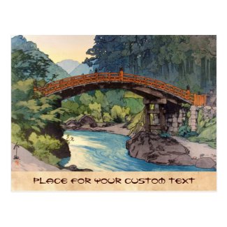 Sacret Bridge in Nikko Hiroshi Yoshida hanga art Post Card
