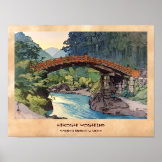 Sacret Bridge in Nikko Hiroshi Yoshida hanga art Print
