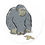 sad ape round sticker