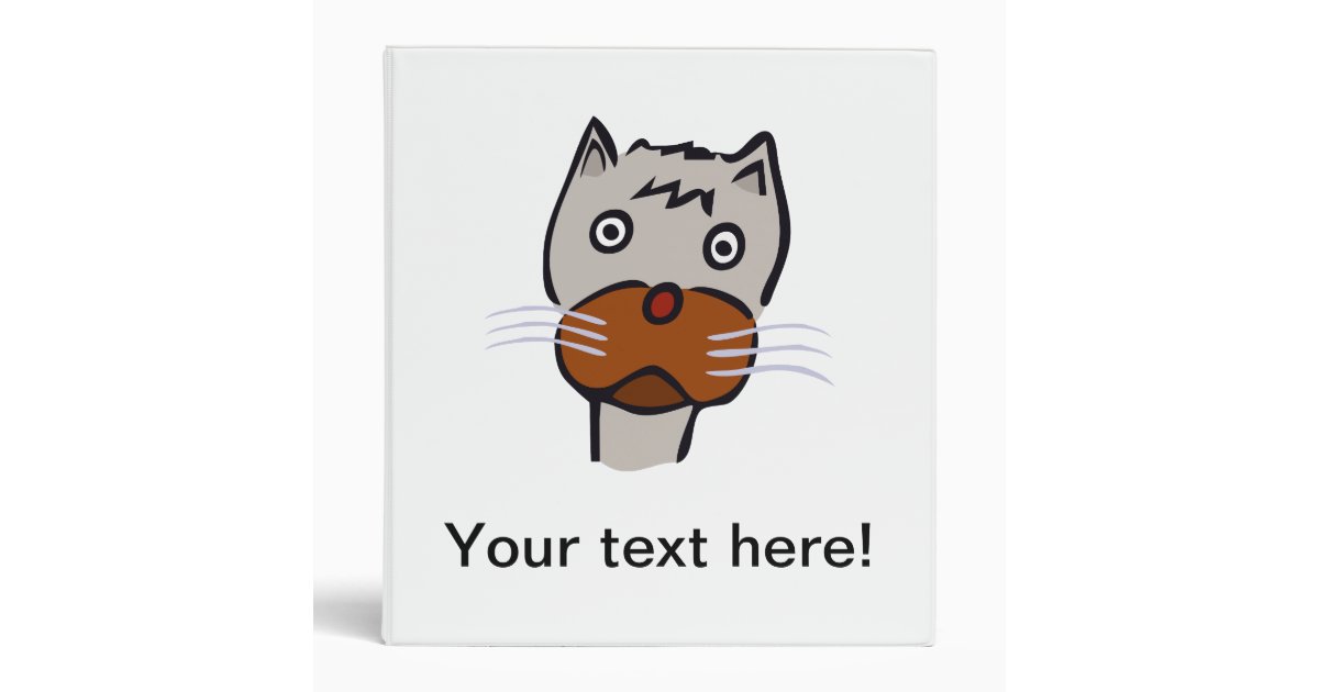 Sad cat cartoon binder | Zazzle