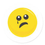 Sad Crying Cute Smiley Face Round Sticker
