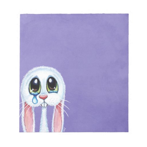 Sad Crying White Rabbit Illustration Notepad Zazzle
