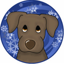 Sad Eyes Chocolate Lab Holiday Ornament photo sculptures