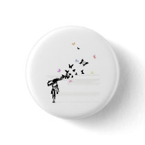 Sad girl and butterfly buttons