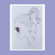 sad girl art postcard postcards