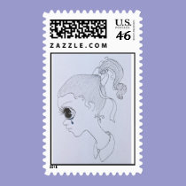 sad girl postage stamp stamps