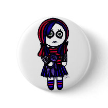 Sad Goth girl pin buttons by catastrophika Sad Goth girl pin buttons