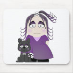 Sad Gothic Girl And Cat In Purple Mousepad