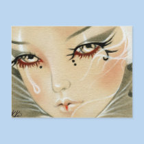 Sad Jester Teardrop Postcard postcards