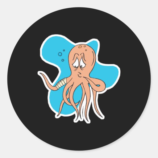 sad little boo boo octopus stickers