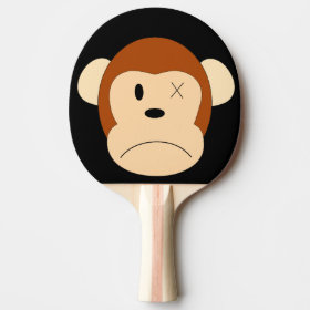 Sad Monkey Lost an Eye Black Ping Pong Paddle