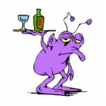 Sad Purple Alien serving Drinks Photo Sculptures