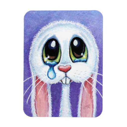 Sad White Bunny Rabbit Art Premium Magnet