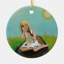 Sad woman finds comfort in soil earth dirt ornaments