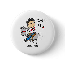 Saddle Up! Cowboy Stick Figure Button