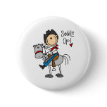 Saddle Up! Cowboy Stick Figure Button