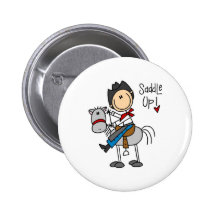 Saddle Up! Cowboy Stick Figure Button