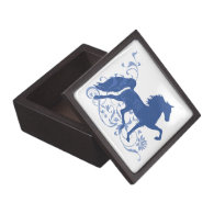 Saddlebred Five Gait Floral Blue Premium Keepsake Boxes