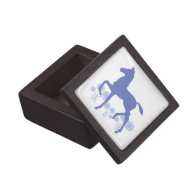 Saddlebred Foal Flowers in blue Premium Trinket Boxes