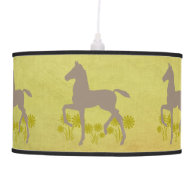 Saddlebred Foal Flowers Olive Hanging Pendant Lamp