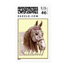 Saddlebred head, brown postage