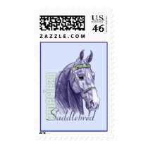 Saddlebred Head Study, Blue postage