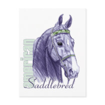 Saddlebred Head Study, Blue postcards