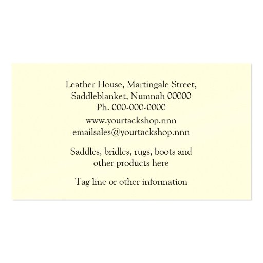 Saddlery business card (back side)