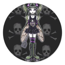 "Sadie" Punk Fly Faery Cute Skull Stickers
