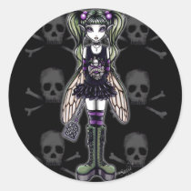 myka, jelina, art, original, gothic fairy, fantasy, stickers, dark fae, skulls, Klistermærke med brugerdefineret grafisk design