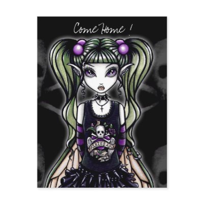 Sadie's  "Come Home ! " Gothic Fairy Postcard by mykajelina