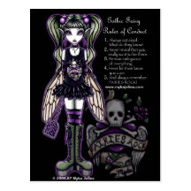 Sadies' Rules of Conduct Gothic Skull Faery Postcard