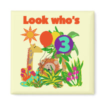 Safari 3rd Birthday  Tshirts and Gifts magnets
