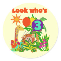 Safari 3rd Birthday Tshirts and Gifts stickers by kids_birthdays Safari 3rd Birthday Tshirts and Gifts stickers