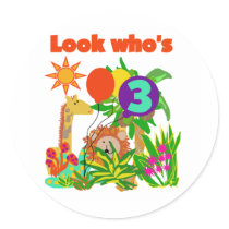 Safari 3rd Birthday Tshirts and Gifts stickers by kids_birthdays Safari 3rd Birthday Tshirts and Gifts stickers