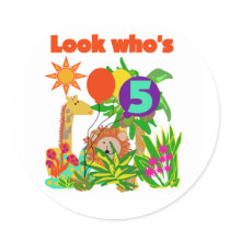 Safari 5th Birthday Tshirts and Gifts stickers by kids_birthdays Safari 5th Birthday Tshirts and Gifts stickers
