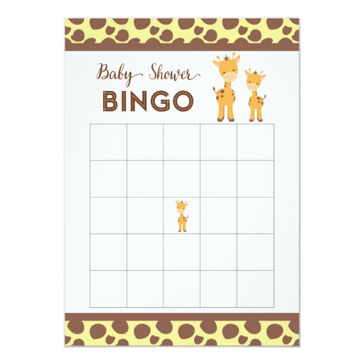 Safari Animal Baby Shower Bingo Card Zazzle