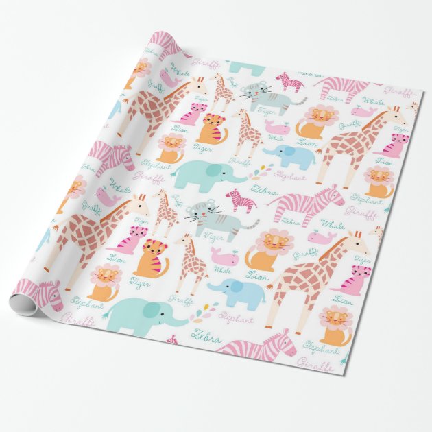 Safari Animal Nursery Print Wrapping Paper 1/4