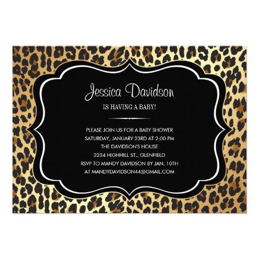 Safari Animal Print Leopard Baby Shower Invitation
