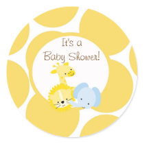 safari animals baby shower  sticker cute fun