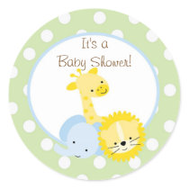 safari animals baby shower  sticker cute fun
