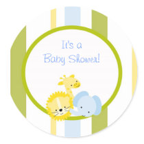 safari animals baby shower  sticker cute fun