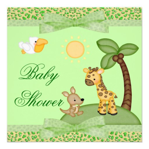 Safari Animals Cheetah Print Baby Shower Announcements (front side)