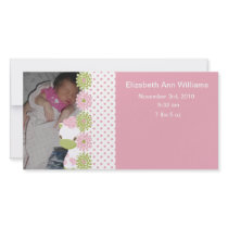 Safari Babiez Birth Announcement Girl Customized Photo Card
