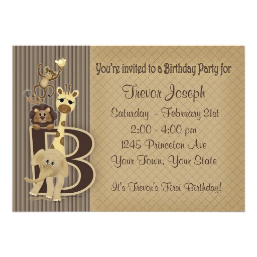 Safari Birthday Invitation in Browns