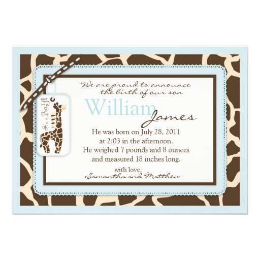 Safari Boy Announcement Card