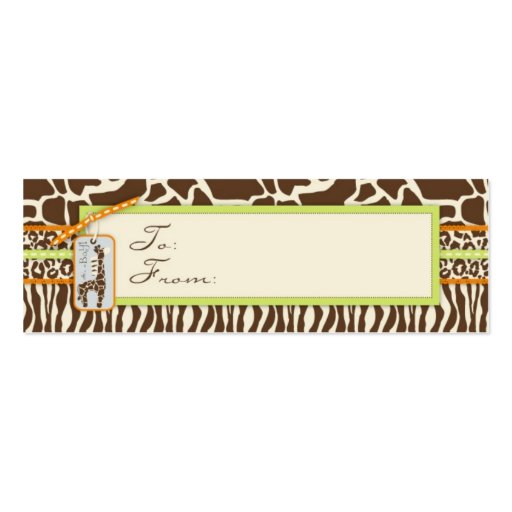 Safari Boy Green Skinny Gift Tag Business Card Templates (back side)