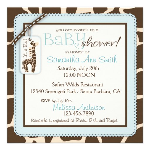Safari Boy Invitation Square 2B