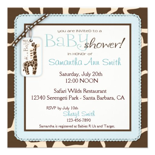 Safari Boy Invitation Square B